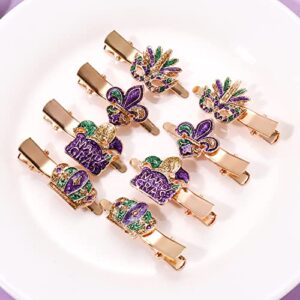 CEALXHENY Mardi Gras Hair Clips for Women (8PCS SET 1)