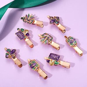 CEALXHENY Mardi Gras Hair Clips for Women (8PCS SET 1)