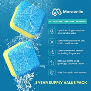 Maravello Disposal Cleaner and Dishwasher Cleaner Tablets, Powerful Extra-Strength, For All Machines Including Heavy Duty And Septic