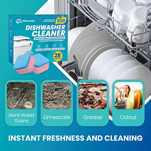 Maravello Disposal Cleaner and Dishwasher Cleaner Tablets, Powerful Extra-Strength, For All Machines Including Heavy Duty And Septic