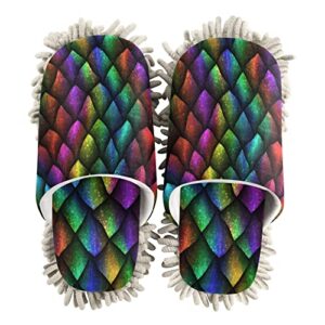kigai microfiber cleaning slippers dragon scales washable mop shoes slipper for men/women house floor dust cleaner, size l
