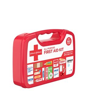 Johnson & Johnson All-Purpose Portable Compact Emergency First Aid Kit, 160 pc