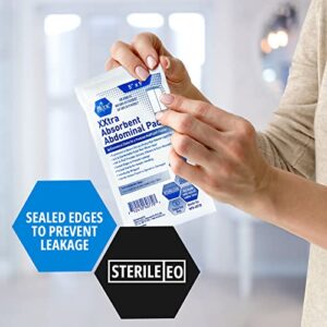 MED PRIDE Sterile XXtra Absorbent Abdominal Pads [50-Pack] - 5”x9” ABD Combine Pads Individually Wrapped- Ultra-Absorbent Latex-Free & Non-Adherent Surgical Pads for Drainage, Post-Op, Wound Dressing