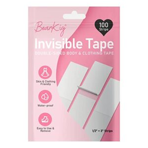 100-strips double-sided tape for fashion, tape for clothes, fabric tape for women clothing and body, all day strength tape adhesive, invisible and clear tape for sensitive skins