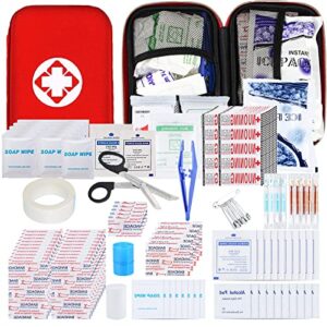 275pcs travel first aid kits for car emergency preparedness items urgent accident essentials kit survival gear equipment sports first aid kit for college dorm student, home, boat, red yiderbo