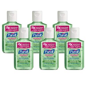 purell advanced hand sanitizer soothing gel, fresh scent, with aloe and vitamin e – 2 fl oz travel size flip cap bottle (pack of 6) – 3156-04-ec