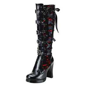 tied shoes cross boots kneeth leather cosplay gothic women fashion platform bows long lace boots for women red
