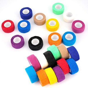 24 Pack Self Adherent Cohesive Wrap Bandages 1 Inches X 5 Yards, First Aid Tape, Elastic Self Adhesive Tape, Athletic, Sports wrap Tape, Bandage Wrap for Sports, Wrist, Ankle (Rainbow Color)