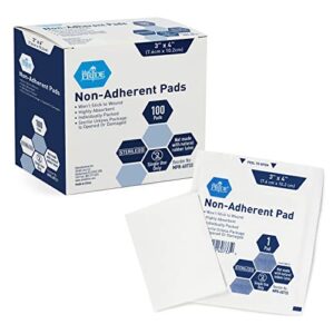 medpride sterile non-adherent pads| 100-pack, 3” x 4”| non-adhesive wound dressing| highly absorbent & non-stick, painless removal-switch| individually wrapped for extra protection