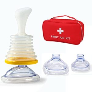missfeel choking rescue device, portable choking emergency device with red portable protective bag, stronger suction first aid kit suction device with masks for child and adults (yellow1pcs)