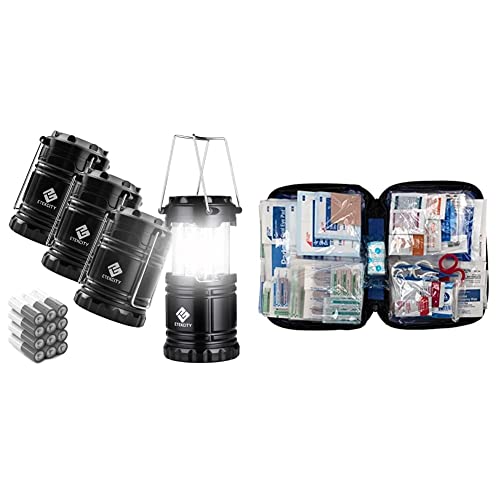 Etekcity LED Camping Lantern for Emergency Light Hurricane Supplies, Lanterns, 4 Pack & First Aid Only 298 Piece All-Purpose First Aid Emergency Kit (FAO-442)