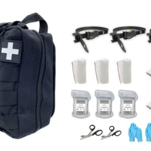 SMD Trauma Kit Feat: 3 Tourniquets 3 Bandages 3 Gauze 3 Emergency Blankets Shears Gloves Easy Instruction Card