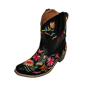 embroidered calf retro style pointed boots western toe mid cowboy floral womens women’s boots mens shoes boots