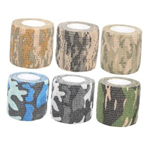 clispeed 6pcs sports tape camo tape elastic bandages elastic wrap bandages first aid tape sticky bandage wrap stretchy bandage fitness wrap tapes adhesive muscle tapes cohesive bandage tape