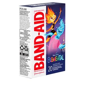 Band-Aid Brand Adhesive Bandages for Minor Cuts & Scrapes, Wound Care Featuring Disney's Elemental Characters, Fun Bandages for Kids and Toddlers, Assorted Sizes, 20 Count