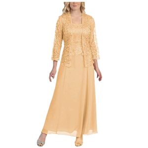 fall dresses for women,petite maxi dress winter dresses for women 2023 cotton dress solid two piece lace cardigan chiffon party wedding long dress plus size white dress for women(gold-3,4x-large)