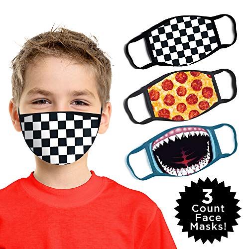 ABG Accessories Boys 3-Pack Kids Face Mask and Hand Sanitizer Holder Keychain (Flip Cap Reusable Empty Bottles) Age 3-7, Shark Design, 3 Count (Pack of 1)