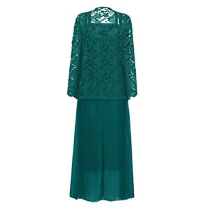 Wedding Guest Dress,Wedding Guest Dresses for Women Fall Sexy Dress Plus Size Long Maxi Solid Two Piece Lace Cardigan Chiffon Party Wedding Long Dress Graduation Black Formal Dress(Green-4,3X-Large)