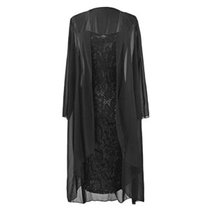 Formal Dresses for Women,Womens Tunic Dress Fall Dress Plus Size Birthday Outfits for Women Fashion Two Pieces Charming Wedding Dress Solid Color Mother of The Bride Lace Sequin (2-Black,XX-Large)