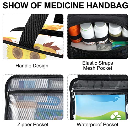 Naanle First Aid Bag Bird Owl Sunflower Empty Medium Medicine Storage Bag Emergency Treatment Medical Bags Travel Medicine Bag Pill Bottle Organizer for Vitamin Supplement