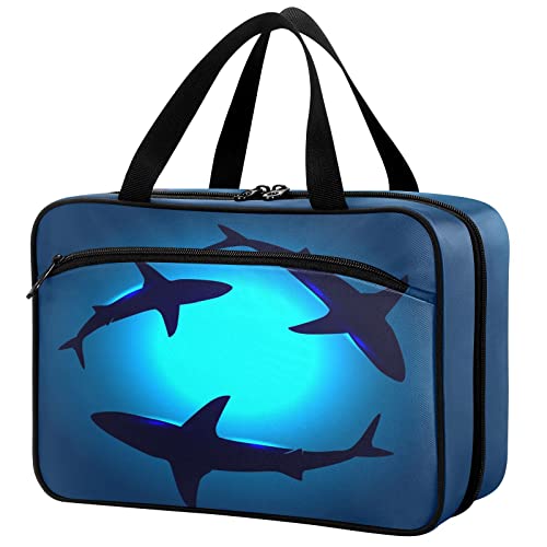 Naanle Medicine Storage Bag Floating Sharks Empty Large Family First Aid Box Pill Bottle Organizer for Home Office Car Outdoor Travel Camping Emergency Medical Supplies