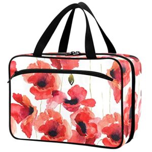 naanle medicine storage bag colorful poppy flower empty large family first aid box pill bottle organizer for home office car outdoor travel camping emergency medical supplies