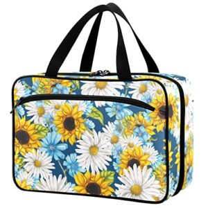 naanle medicine storage bag watercolor daisy sunflower empty large family first aid box pill bottle organizer for home office car outdoor travel camping emergency medical supplies