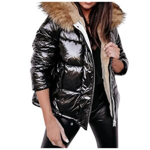 shusuen women’s thickened down jacket fleece lined parka winter coat hooded jacket with pockets