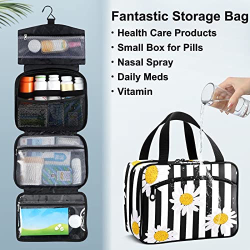 Naanle Medicine Storage Bag Stripe Daisy Floral Empty Large Family First Aid Box Pill Bottle Organizer for Home Office Car Outdoor Travel Camping Emergency Medical Supplies