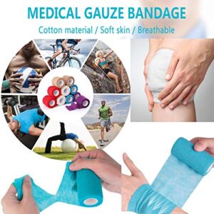 20 Pack Self Adhesive Bandage Breathable Cohesive Bandage Wrap Rolls Elastic Self-Adherent Tape for Stretch Athletic, Sports, Wrist, Ankle (Multicolor)