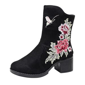 guldnds lace up round toe ankle booties fashion flowers women embroidery tassel boots women cowboy attire shoes for women