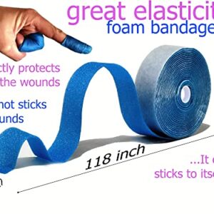 Czenano Fingertip Bandages & Knuckle Bandages & Toe Bandages & Bandaids for Thumbs - Latex Free Bandaid - Finger Bandages for Cracked Fingers - Elastic (1.57 Inch Width x 118 Inch Length) (Blue)