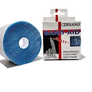 Czenano Fingertip Bandages & Knuckle Bandages & Toe Bandages & Bandaids for Thumbs - Latex Free Bandaid - Finger Bandages for Cracked Fingers - Elastic (1.57 Inch Width x 118 Inch Length) (Blue)