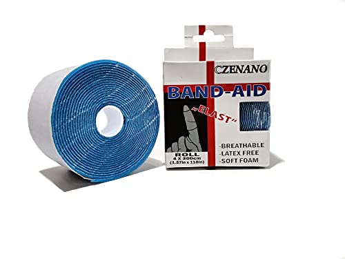 Czenano Fingertip Bandages & Knuckle Bandages & Toe Bandages & Bandaids for Thumbs - Latex Free Bandaid - Finger Bandages for Cracked Fingers - Elastic (1.57 Inch Width x 118 Inch Length) (Blue)