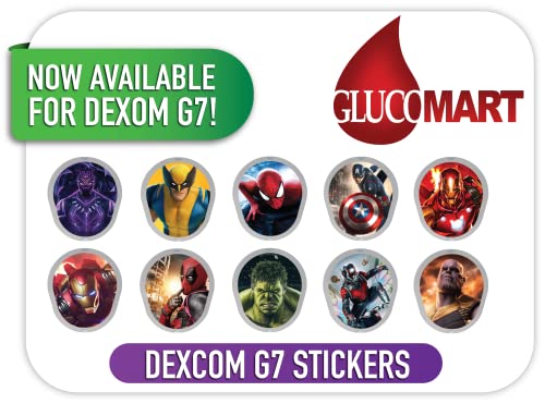 Dexcom G7 Transmitter Stickers for Dexcom G7 Stickers Dexcom Transmitter Stickers Dexcom Cover Hero Dexcom Decal 10-Pack Type 1 Diabetes Stickers Dexcom G7 CGM Stickers Dexcom G7 Accesssories - Glucomart