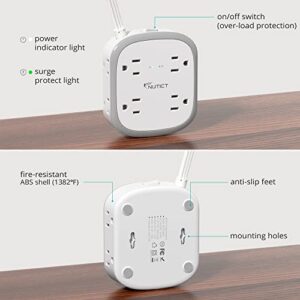 Flat Plug Power Strip, 5 ft Ultra Thin Flat Extension Cord, 8 Widely Outlets, 4 USB Ports(1 USB C) Desk Charging Station, Compact Surge Protector Power Strip for Travel Home Office Dorm Essentials