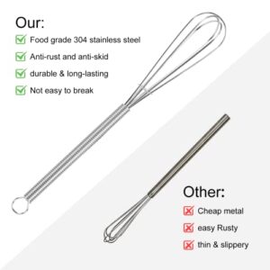 NileHome Mini Whisks Stainless Steel Whisk Set 5" 7" Kitchen Small Wisk Balloon Wire Tiny Whisks for Cooking, Whisking, Blending, Beating, Stirring 2Pack