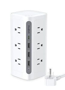power strip tower surge protector (1800j), oraimo 16 in 1 power tower with usb ports & 5ft extension cord, compact charging tower for office supplies, dorm room essentials