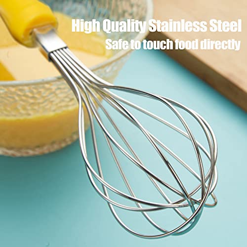 Stainless Steel Wire Whisk Set, 3 Piece Wisking Tool Kitchen Mixer, Kitchen Tools for Cooking, Stirring, Mixing, Battering, Stirring, Yellow