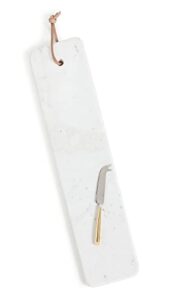 two’s company inc. two’s copmany elongated solid marble serving tray, white marble, one size