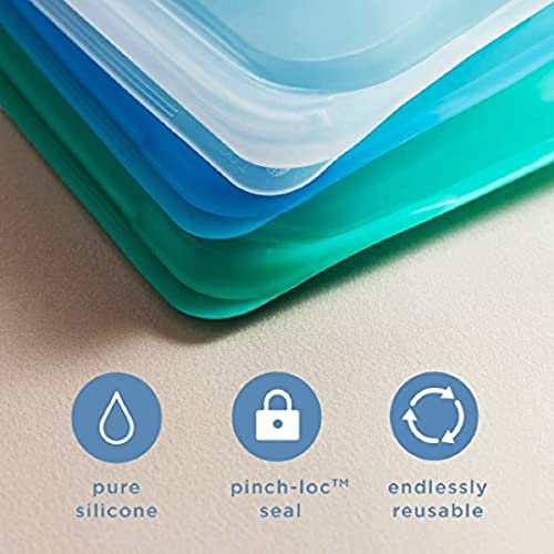 Stasher Silicone Reusable Storage Bag, 1/2 Gallon (Aqua) | Food Meal Prep Storage Container | Lunch, Travel, Makeup, Gym Bag | Freezer, Oven, Microwave, Dishwasher Safe, Leakproof