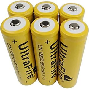 HUIN 6 Pcs 3.7V Li-ion 9800mAh Rechargeable Battery Button Top Lithium Battery Large Capacity Battery for LED Flashlight Torch,Headlamp,Electronic Devices Not AA AAA