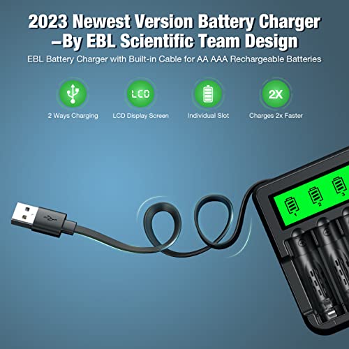 EBL Rechargeable AAA Batteries (16-Counts) and 8-Bay LCD Newest Version Battery Charger