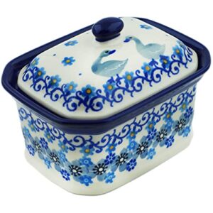 Polish Pottery Mini Cake Box 4", Salt Box, made by Ceramika Artystyczna (Friendly Fowl Theme) + Certificate of Authenticity