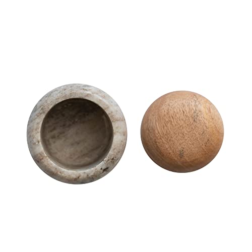 Creative Co-Op Modern Marble Wood Lid, Natural Canister