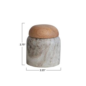 Creative Co-Op Modern Marble Wood Lid, Natural Canister