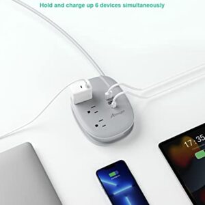 USB C Travel Power Strip,Alitayee Portable Power Strips with 3 Outlets 3 USB Ports Fast Charge, USB Extension Cord with Flat Plug and 3ft Wrapped Around Extension Cord for Cruise Travel Home Office