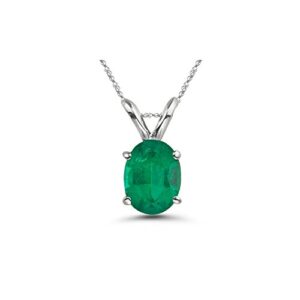 natural oval shape emerald solitaire pendant in platinum from 5x3mm – 8x6mm (8x6mm – 0.84-1.35 cts)
