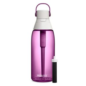 brita insulated filtered water bottle with straw, reusable, bpa free plastic, orchid, 36 ounce