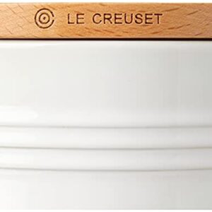 Le Creuset Stoneware Canister with Wood Lid, 23 oz. (5.5" diameter), White